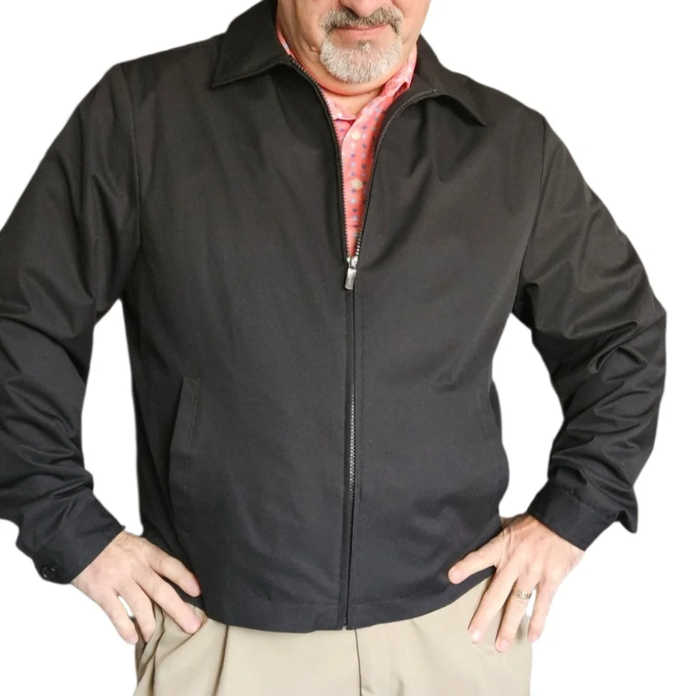 Murano Mens Black Zip Up Jacket, Size XL, Minimalistic